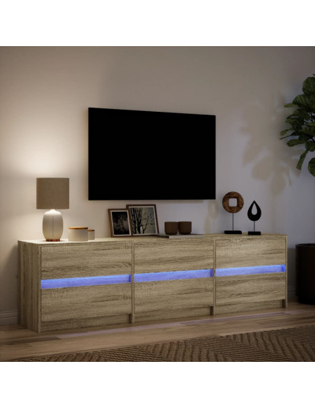Mobile Porta TV con LED Rovere Sonoma 180x34x50cm in Truciolato