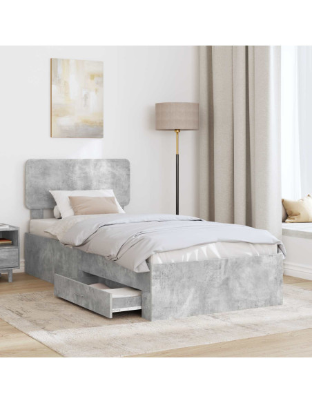 Struttura del letto con testiera Grigio cemento 90 x 200 cm