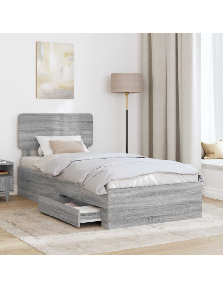 Struttura del letto Grigio Sonoma 90 x 200 cm Legno multistrato