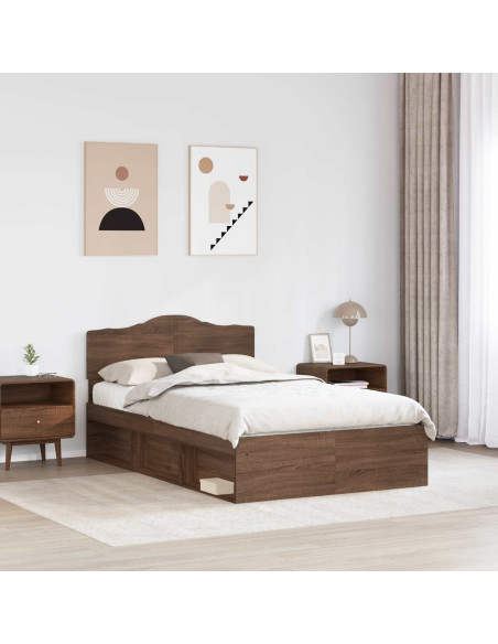 Struttura del letto Rovere Marrone 120 x 190 cm Pino massello