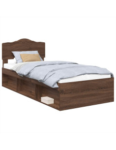 Struttura del letto Rovere Marrone 100 x 200 cm Pino massello 2