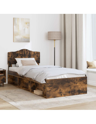 Struttura del letto Rovere fumé 90 x 200 cm Pino massello