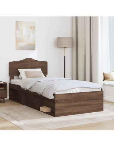 Struttura del letto Rovere Marrone 90 x 190 cm Pino massello