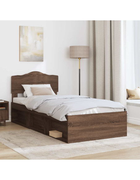 Struttura del letto Rovere Marrone 90 x 190 cm Pino massello