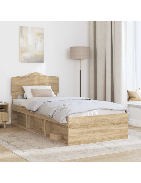 Struttura del letto Rovere Sonoma 75 x 190 cm Pino massello