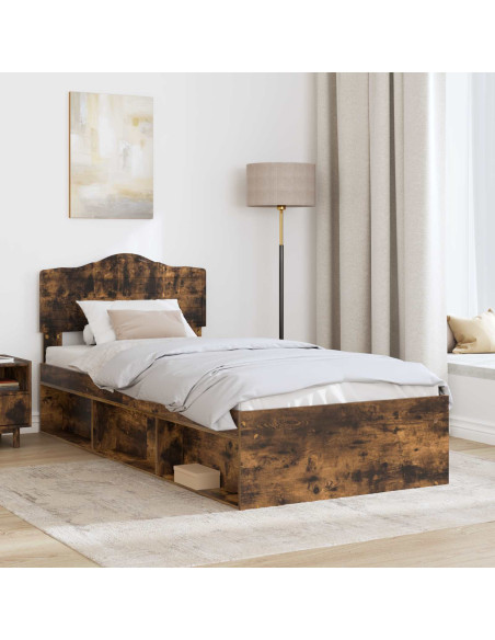 Struttura del letto Rovere fumé 75 x 190 cm Pino massello