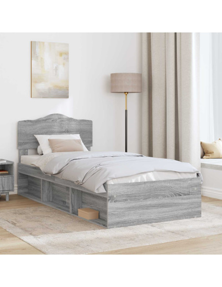 Struttura del letto Grigio Sonoma 75 x 190 cm Pino massello