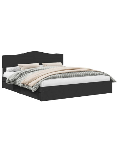 Letto con Contenitore Nero 200 x 200 cm Legno multistrato
