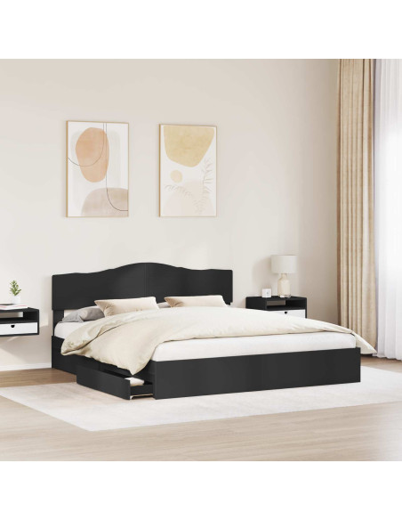 Letto con Contenitore Nero 200 x 200 cm Legno multistrato