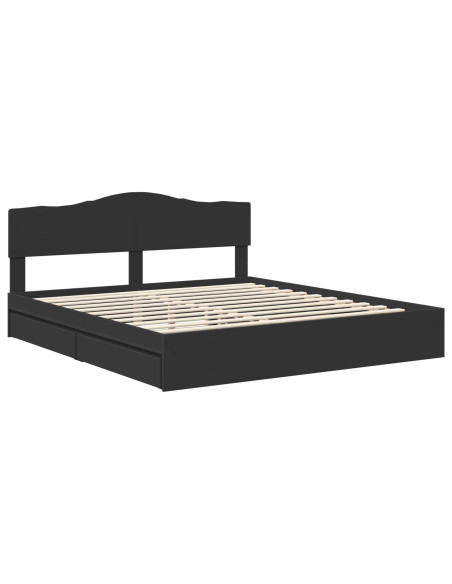 Letto con Contenitore Nero 200 x 200 cm Legno multistrato