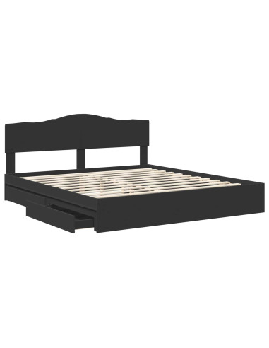 Letto con Contenitore Nero 200 x 200 cm Legno multistrato