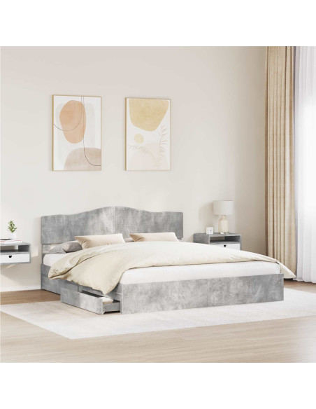 Letto con Contenitore con testiera Grigio cemento 200 x 200 cm
