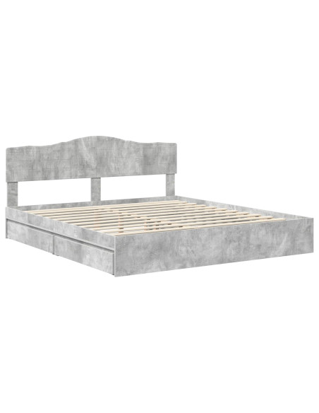 Letto con Contenitore con testiera Grigio cemento 200 x 200 cm
