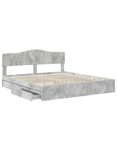 Letto con Contenitore con testiera Grigio cemento 200 x 200 cm