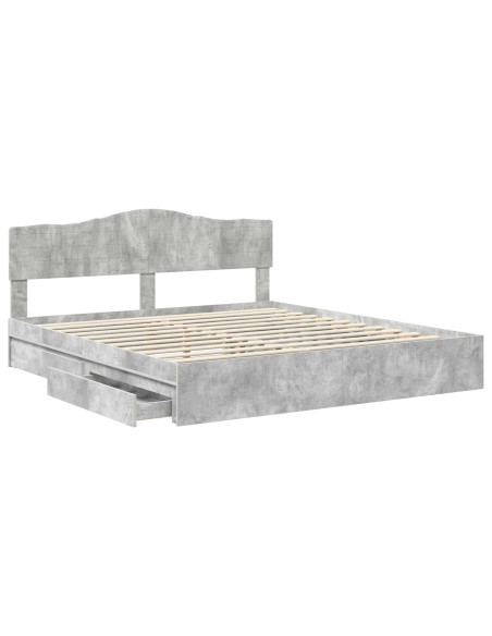 Letto con Contenitore con testiera Grigio cemento 200 x 200 cm
