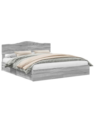 Letto con Contenitore con testiera Grigio Sonoma 200 x 200 cm