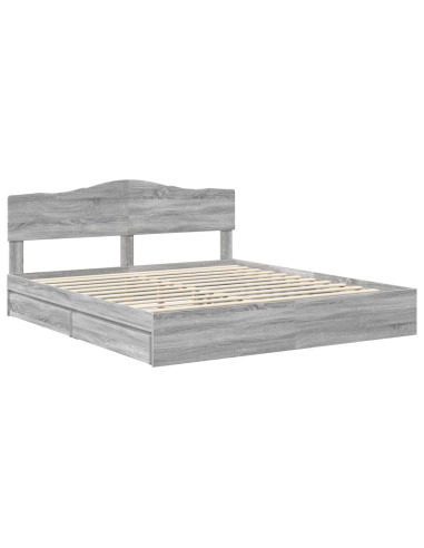 Letto con Contenitore con testiera Grigio Sonoma 200 x 200 cm