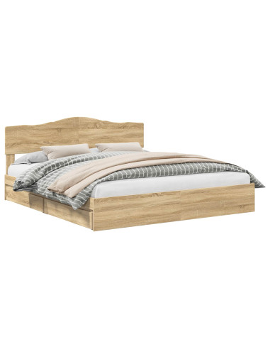 Letto con Contenitore con testiera Rovere Sonoma 180 x 200 cm