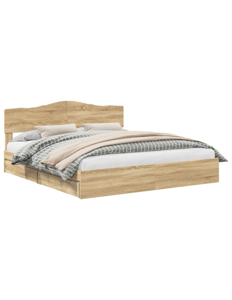 Letto con Contenitore con testiera Rovere Sonoma 180 x 200 cm
