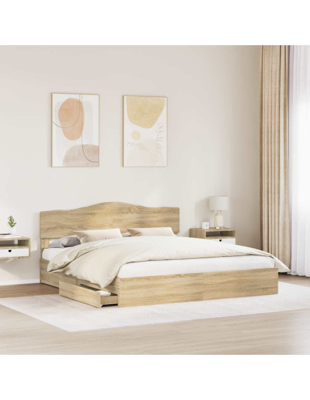 Letto con Contenitore con testiera Rovere Sonoma 180 x 200 cm