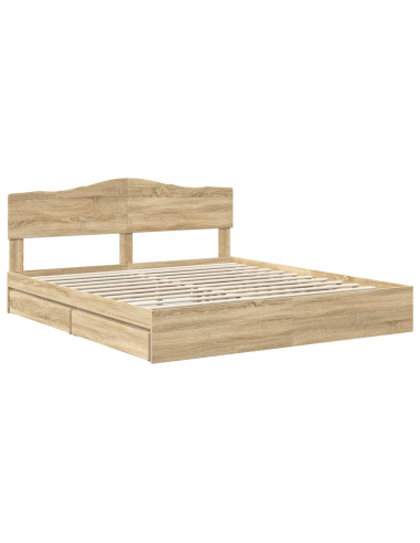 Letto con Contenitore con testiera Rovere Sonoma 180 x 200 cm