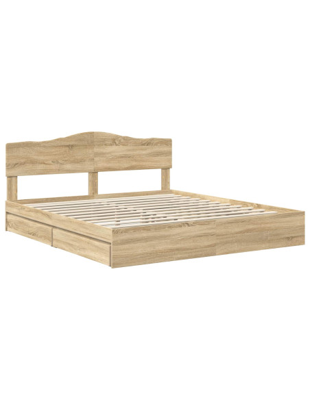 Letto con Contenitore con testiera Rovere Sonoma 180 x 200 cm