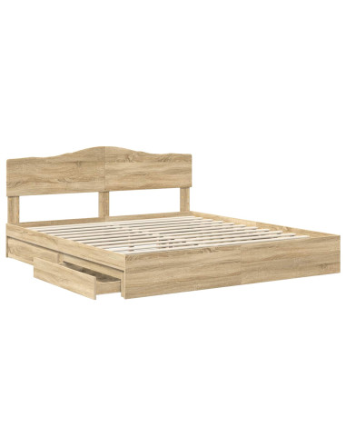 Letto con Contenitore con testiera Rovere Sonoma 180 x 200 cm