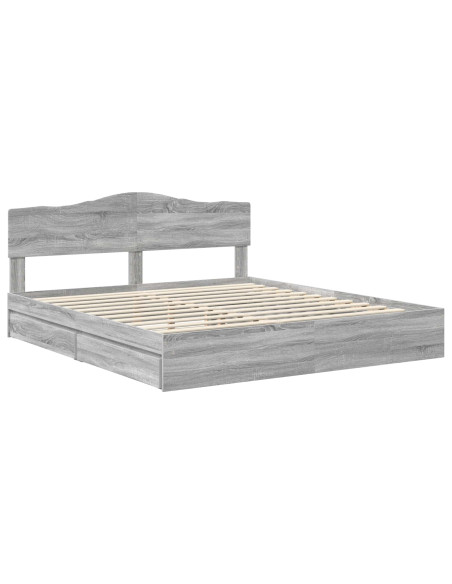 Letto con Contenitore con testiera Grigio Sonoma 180 x 200 cm