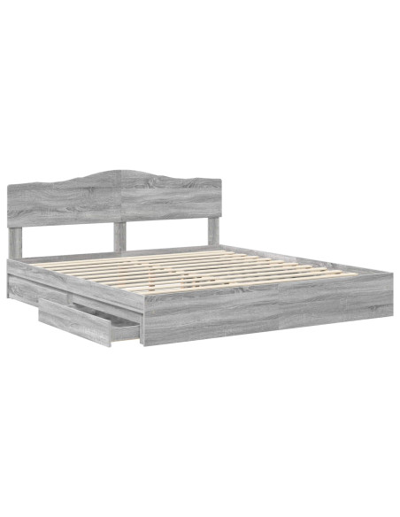 Letto con Contenitore con testiera Grigio Sonoma 180 x 200 cm