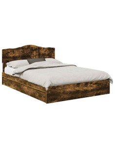 Letto con Contenitore con testiera Rovere fumé 160 x 200 cm 2