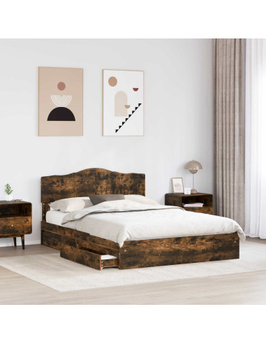 Letto con Contenitore con testiera Rovere fumé 160 x 200 cm