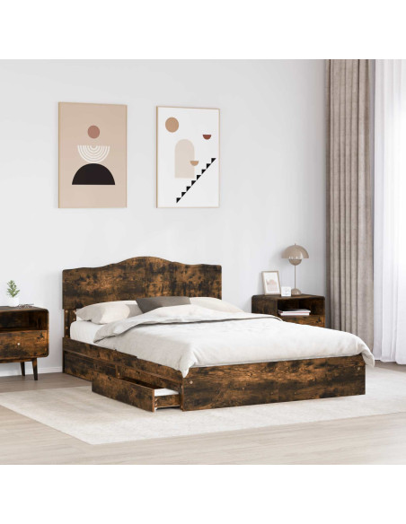 Letto con Contenitore con testiera Rovere fumé 160 x 200 cm