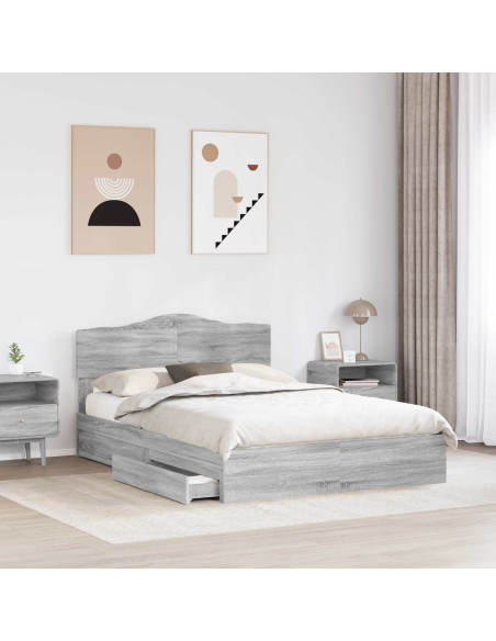 Letto con Contenitore con testiera Grigio Sonoma 160 x 200 cm