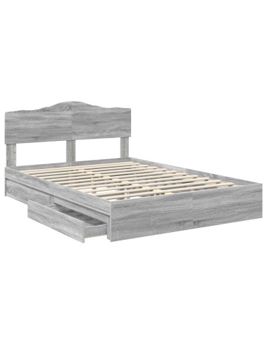 Letto con Contenitore con testiera Grigio Sonoma 160 x 200 cm