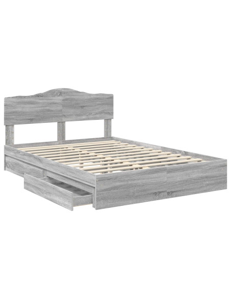 Letto con Contenitore con testiera Grigio Sonoma 160 x 200 cm