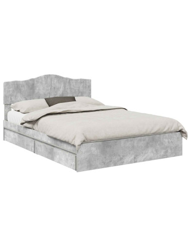 Letto con Contenitore con testiera Grigio cemento 150 x 200 cm
