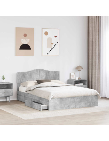 Letto con Contenitore con testiera Grigio cemento 150 x 200 cm