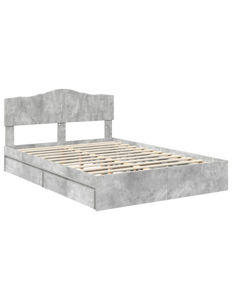 Letto con Contenitore con testiera Grigio cemento 150 x 200 cm