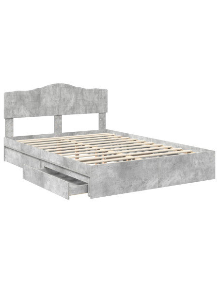 Letto con Contenitore con testiera Grigio cemento 150 x 200 cm