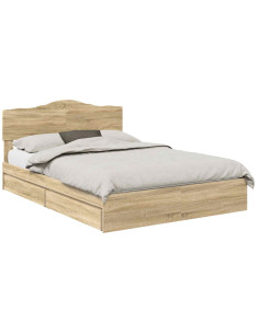 Letto con Contenitore con testiera Rovere Sonoma 140 x 200 cm 2