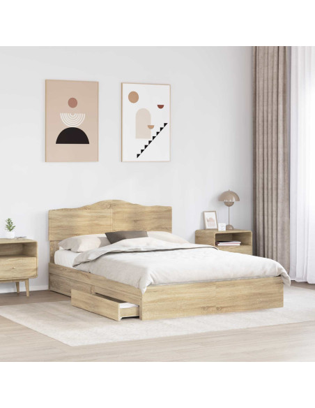 Letto con Contenitore con testiera Rovere Sonoma 140 x 200 cm
