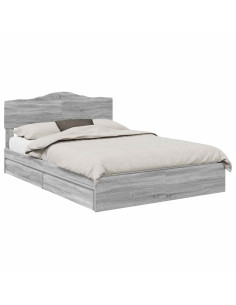 Letto con Contenitore con testiera Grigio Sonoma 140 x 200 cm 2