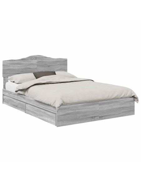 Letto con Contenitore con testiera Grigio Sonoma 140 x 200 cm