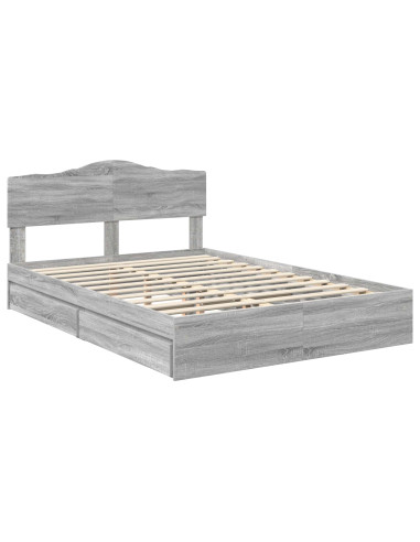 Letto con Contenitore con testiera Grigio Sonoma 140 x 200 cm