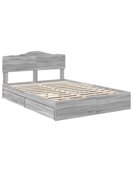 Letto con Contenitore con testiera Grigio Sonoma 140 x 200 cm