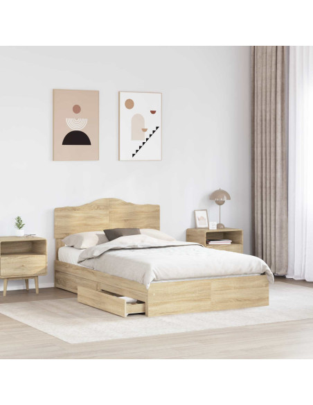 Letto con Contenitore con testiera Rovere Sonoma 135 x 190 cm