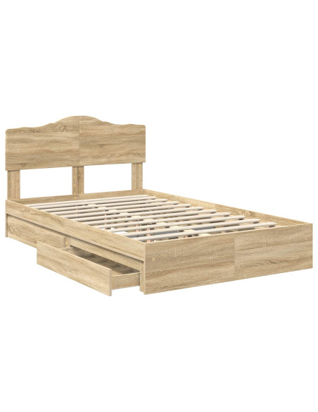 Letto con Contenitore con testiera Rovere Sonoma 135 x 190 cm