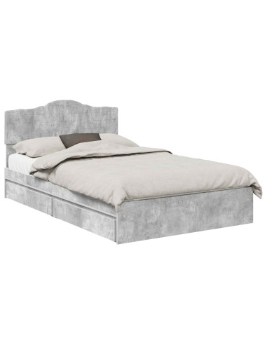 Letto con Contenitore con testiera Grigio cemento 135 x 190 cm
