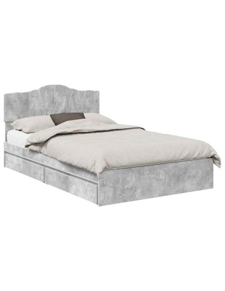 Letto con Contenitore con testiera Grigio cemento 135 x 190 cm