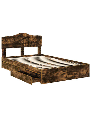 Letto con Contenitore con testiera Rovere fumé 135 x 190 cm